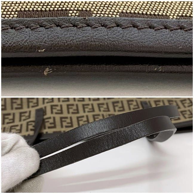 Fendi Tote Bag Ec21844 Beige Brown Zucchino