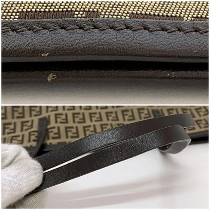 Fendi Tote Bag Ec21844 Beige Brown Zucchino