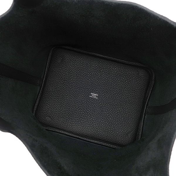 Hermes Handbag Picotin Lock MM Taurillon Clemence Black Silver Hardware Black K