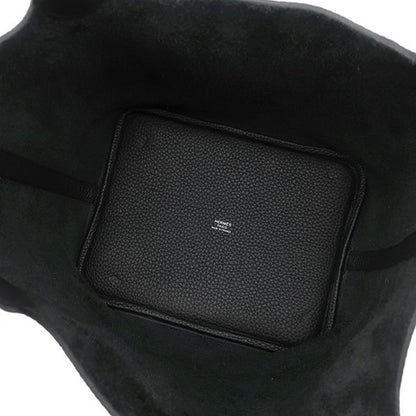 Hermes Handbag Picotin Lock MM Taurillon Clemence Black Silver Hardware Black K