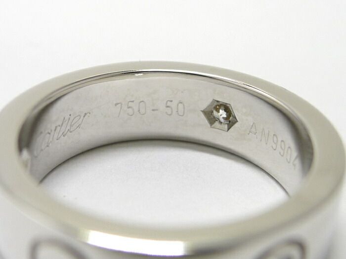 Cartier Love Ring 750wg 18K White Gold White Togo Old Diamonds Size 50 Approx