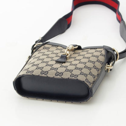 Gucci Canvas And Leather Original GG Mini Bucket Shoulder Bag 782919 Navy