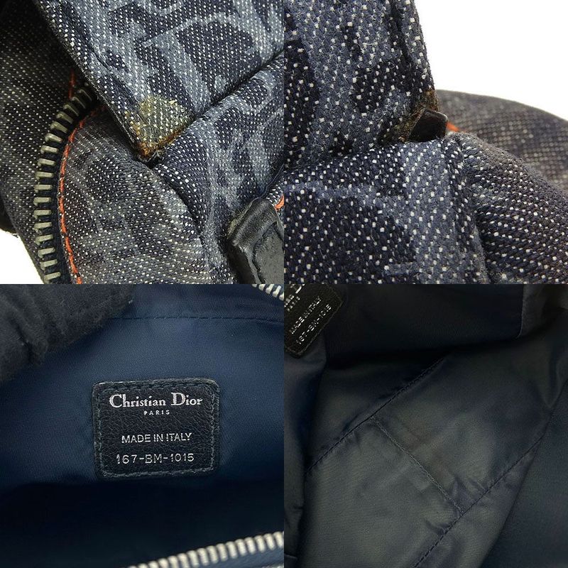 Christian Dior One Shoulder Bag Shoulder Flight Line Trotter Logo Denim Navy