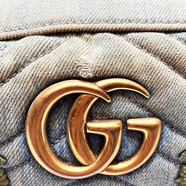 Gucci GG Marmont 447632 Denim Embroidered Bag Shoulder Bag Women