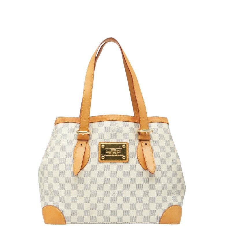 Louis Vuitton Damier Azure Hampstead MM Tote Shoulder Bag N51206 White PVC