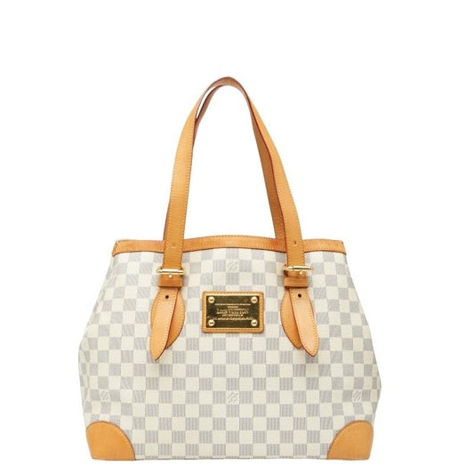 Louis Vuitton Damier Azure Hampstead MM Tote Shoulder Bag N51206 White PVC
