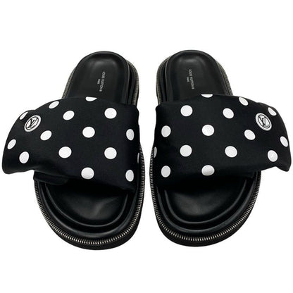 Louis Vuitton Pool Pillow Line Sandals Shoes Satin Black White Flat Sandals Dots