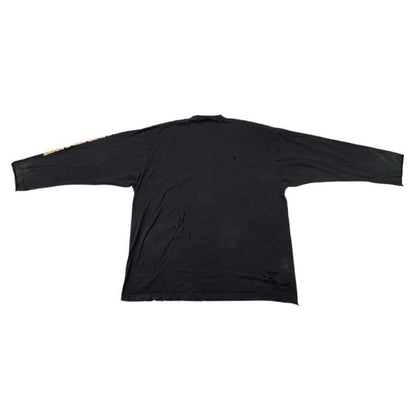 Balenciaga Long Sleeve Long T-Shirt Damaged Logo 681046 5 Size Black Orange