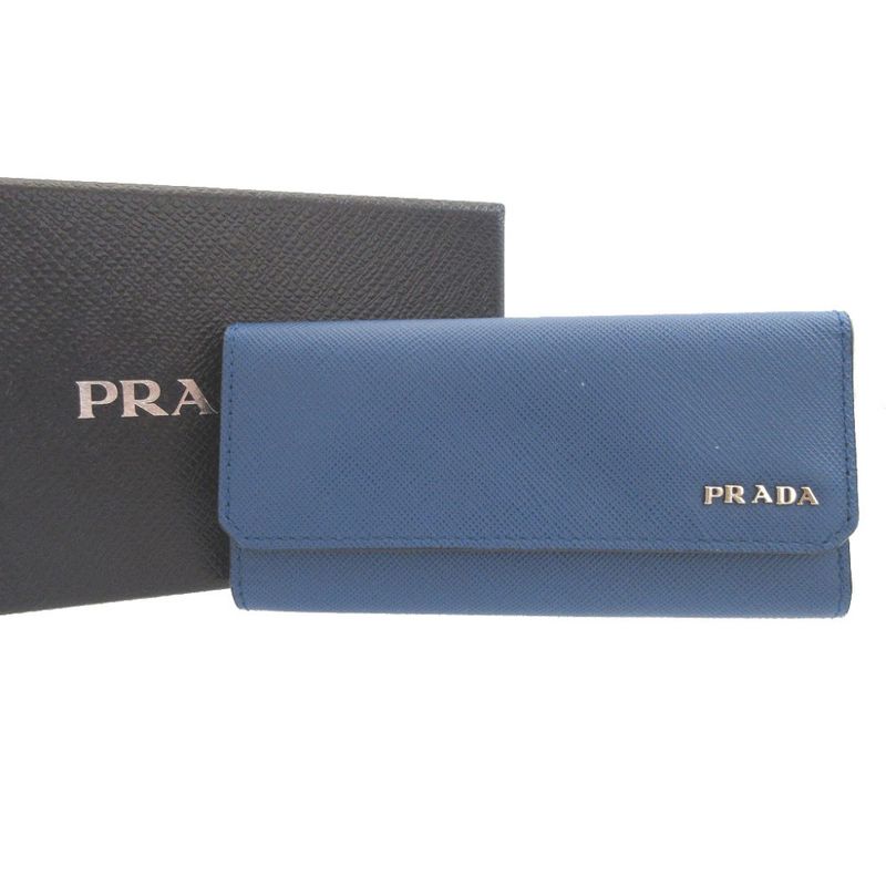 Prada 2m0223 Saffiano Leather Blue 6-ring Key Case 1310 Prada