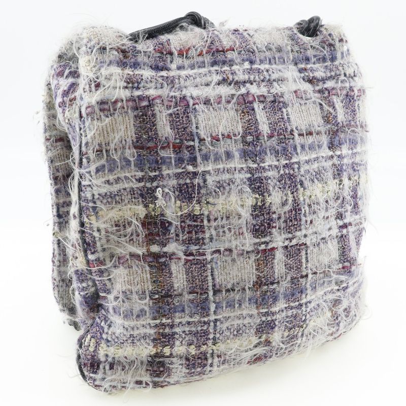 Chanel Camellia Tweed Purple Ladies Shoulder Bag