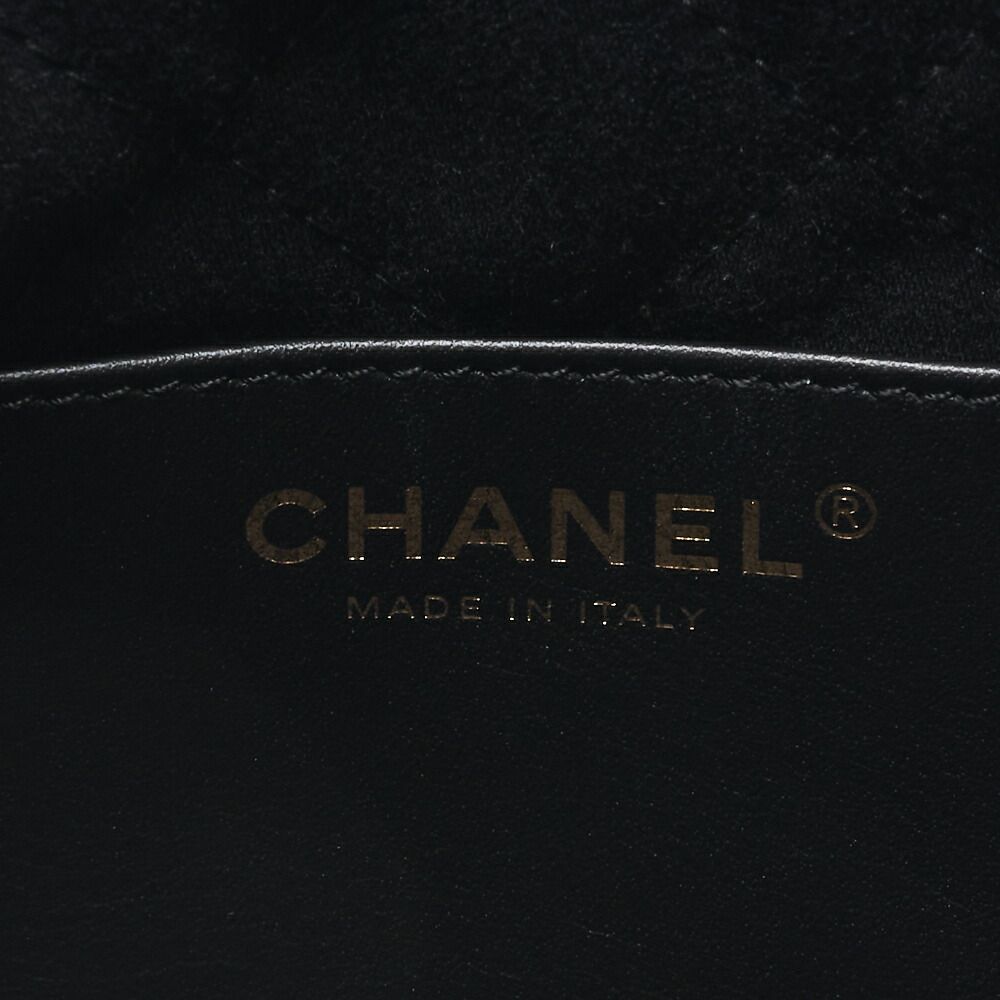 Chanel 22 Mini Calfskin Black Drawstring Chain Shoulder Bag With Gold Hardware