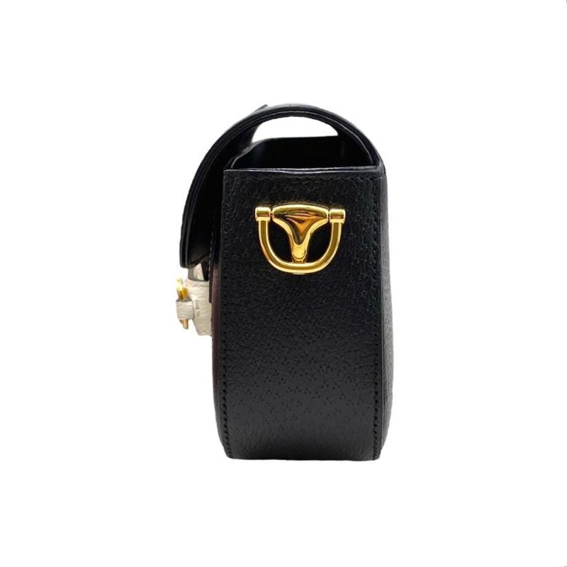 Gucci X Adidas Collaboration Shoulder Bag Horsebit 722009 Logo Chain Black