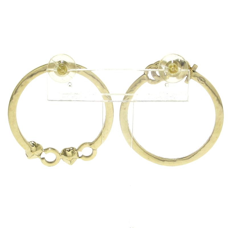 Chanel Earrings Gold X Pink Heart / Coco / Rhinestone / Hoop