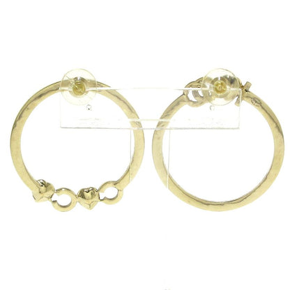 Chanel Earrings Gold X Pink Heart / Coco / Rhinestone / Hoop