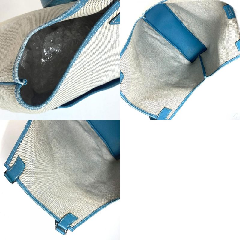 Hermes Shoulder Bag Jardinier PM Leather / Canvas Blue