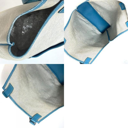 Hermes Shoulder Bag Jardinier PM Leather / Canvas Blue