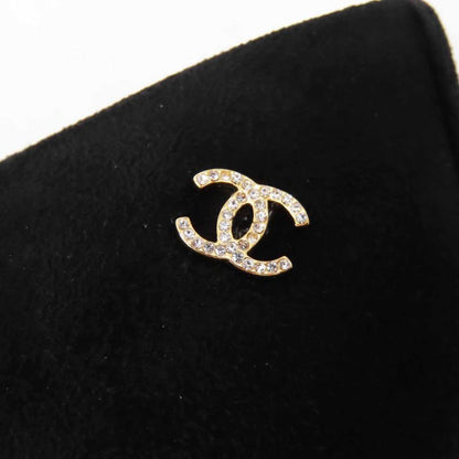 CHANEL 23K G45288 Pin Heel Suede Leather Pumps With Rhinestone Coco Mark Black