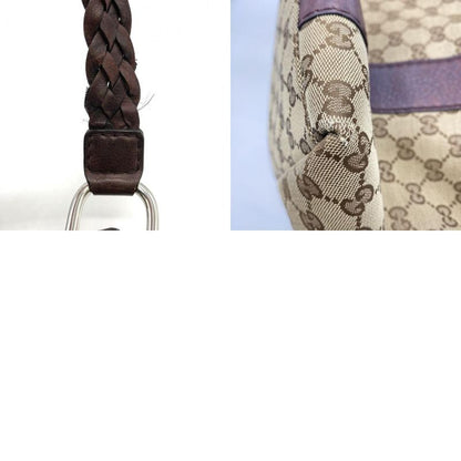 Gucci 232946 Tote Handbag GG Canvas Leather Braided Handle Brown Ladies Men