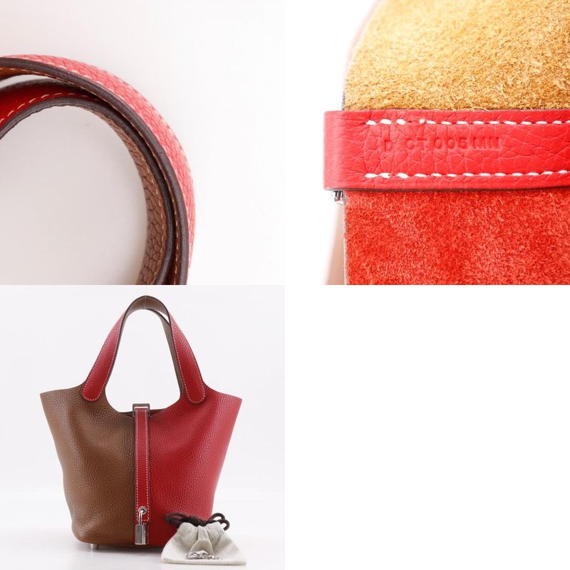 Hermes Picotin Lock Cazac 18PM Bicolor Taurillon Clemence Brown/red D Ladies