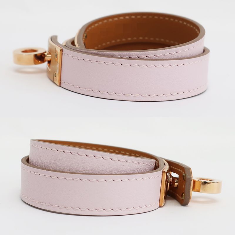 Hermes Kelly Double Tour Bracelet Mauve Peel Gold Hardware B Engraved