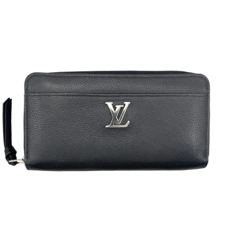 Louis Vuitton M62622 Zippy Lock Me Black Round Zipper Long Wallet Silver