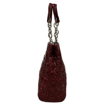 Dior/christian Dior Tote Bag Canage Stitch Red Chain Shoulder Leather