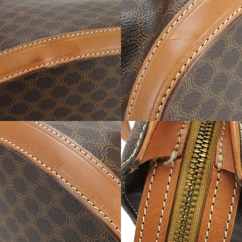 Celine Tote Bag Macadam Leather PVC Brown Gold Hardware Shoulder Women Celine