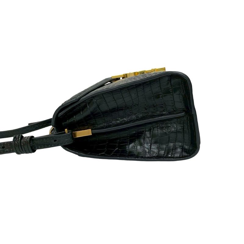 Saint Laurent Paris Cassandra YSL Logo Leather 2-Way Shoulder Bag Handbag Black