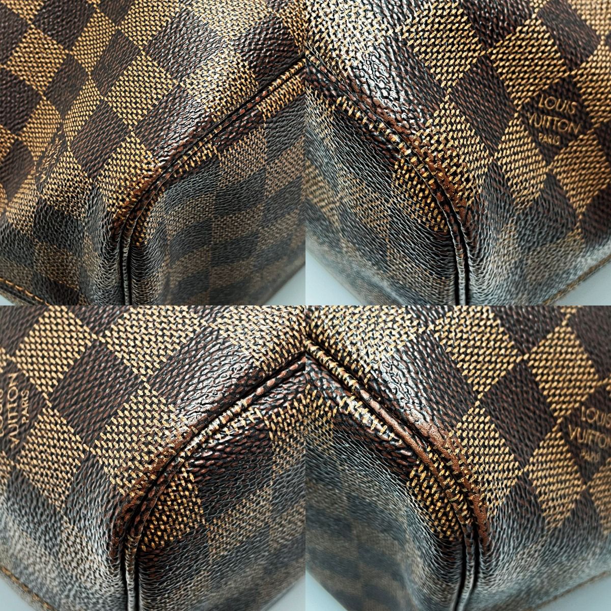 Louis Vuitton Damier Neverfull N41358 Ebene Tote Bag Women's Gold Hardware