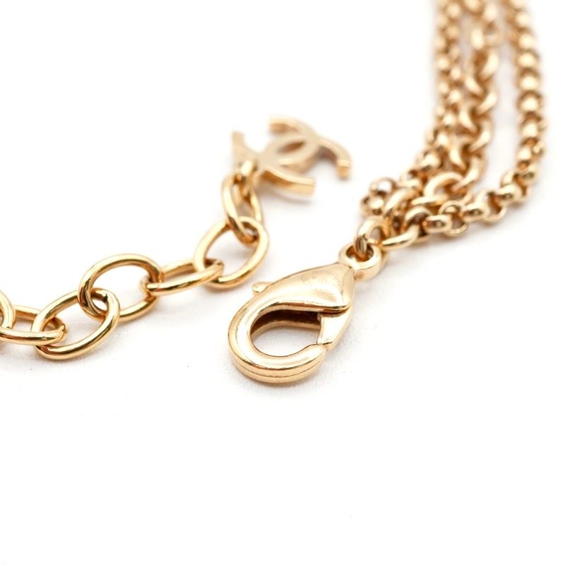 Chanel Necklace Pendant Choker Gold Coco Mark Rhinestone Heart