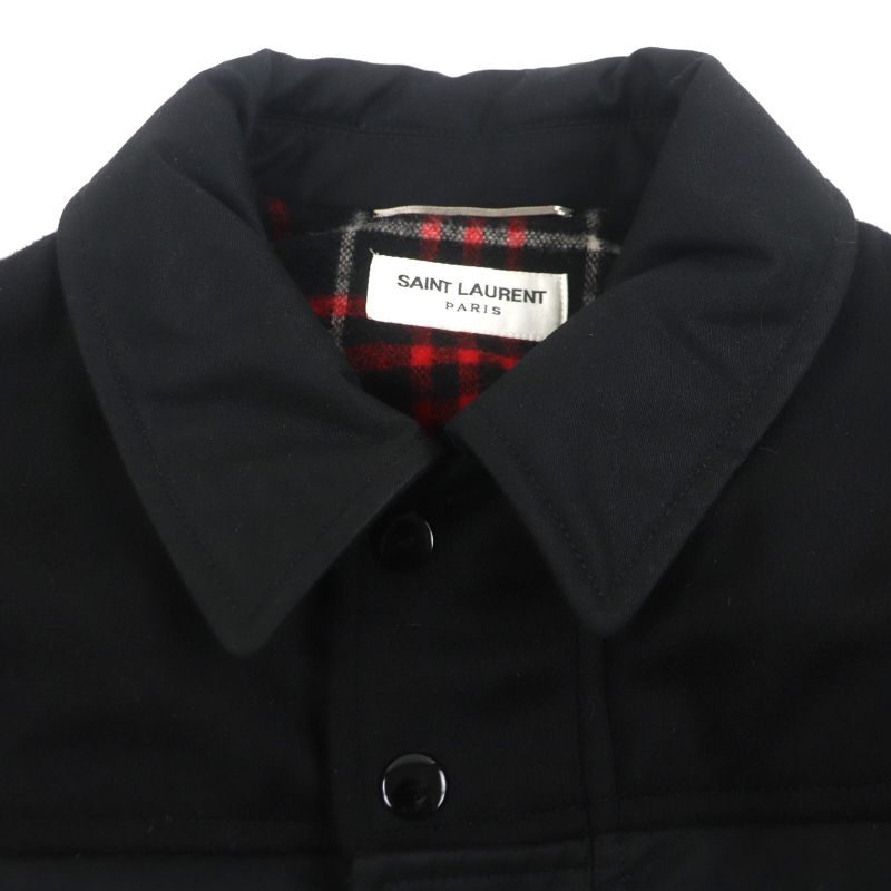  Saint Laurent Paris 486134 Checkered Lined Elbow Patch Cotton Double Zip Up