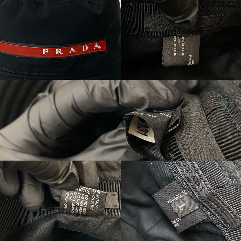 Prada Sports Logo Cotton Bucket Hat Accessory L Men's Black 84155