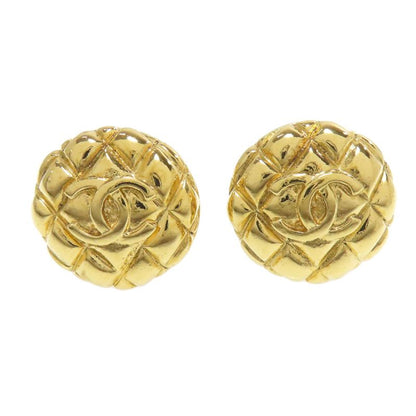 Chanel Matelasse Coco Button Earrings In Metal Ladies