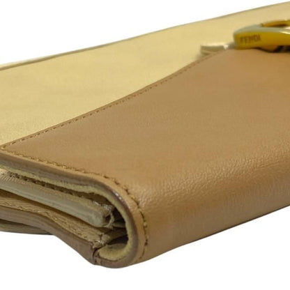Fendi Chameleon 8m0284 Clutch Bag Clutch Pochette Leather Light Brown Beige