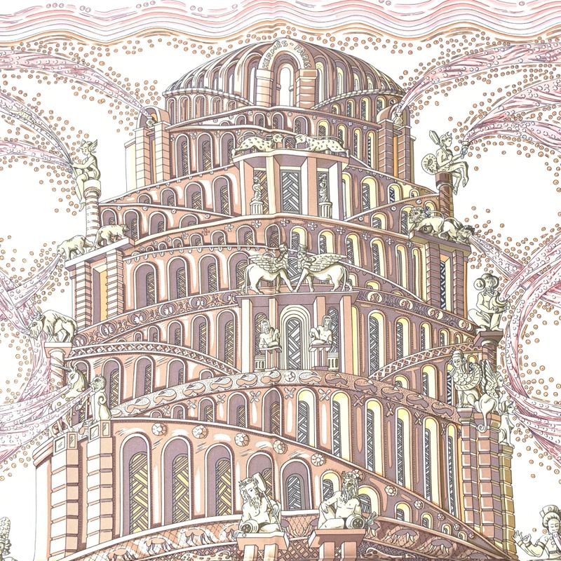 Hermes Carre 90 LES Rivieres DE Babel River Of Babel Pink Scarf 100% Silk