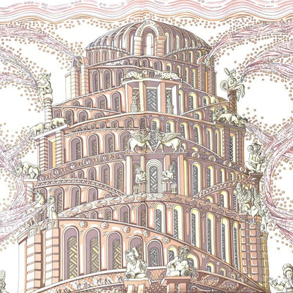 Hermes Carre 90 LES Rivieres DE Babel River Of Babel Pink Scarf 100% Silk