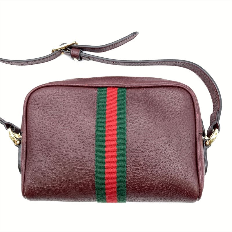 Gucci Ophidia Shoulder Bag Leather Bordeaux Gold Hardware Women