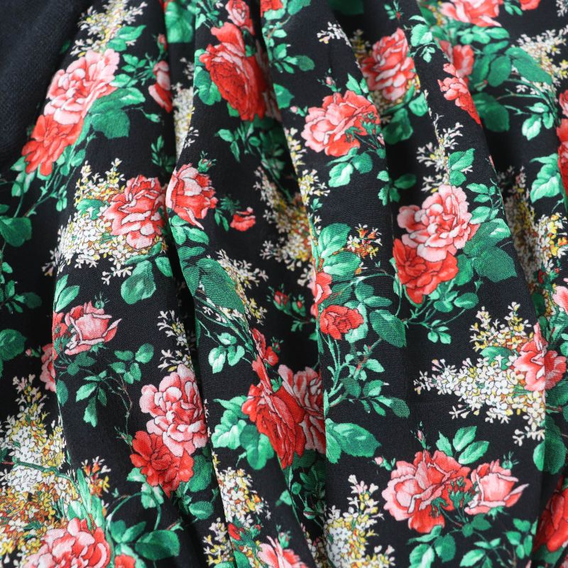 Louis Vuitton 19AW Wool Cashmere Silk Blend Floral Print Puff Sleeves Short