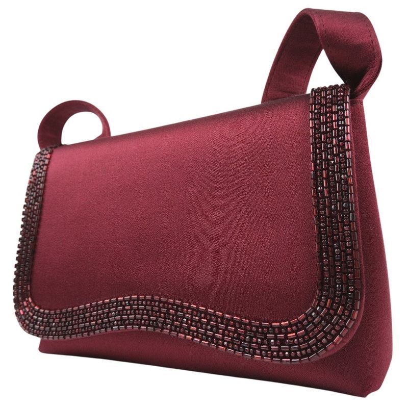 Chanel Party Bag Coco Mark Satin And Rhinestone Bordeaux Ladies Shoulder Bag