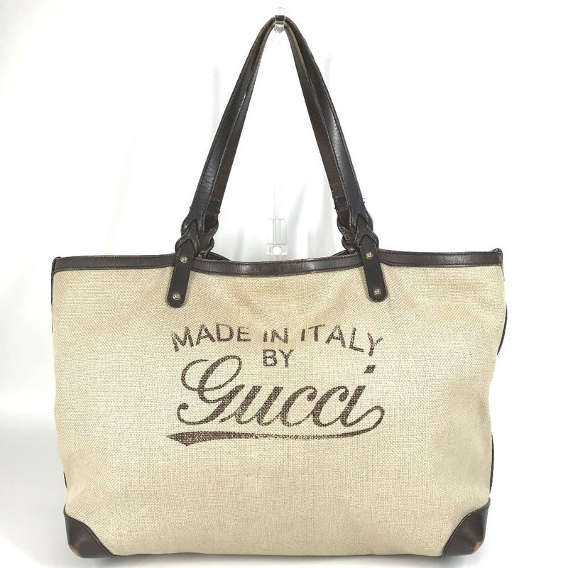 Gucci Shoulder Bag Logo 247207 Leather / Canvas Beige