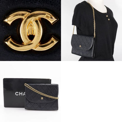 Chanel Matelasse Mini/agneau Tanne Chain Pochette Vintage C00060 Lambskin Black
