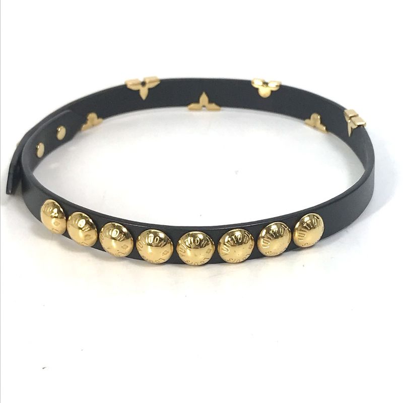 Louis Vuitton Bracelet Bra Scuff Daily Monogram Studded M6557f Leather Black