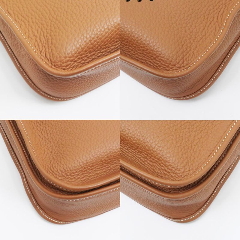 Hermes Evelyne 3 PM Gold Taurillon Clemence W Shoulder Bag Brown