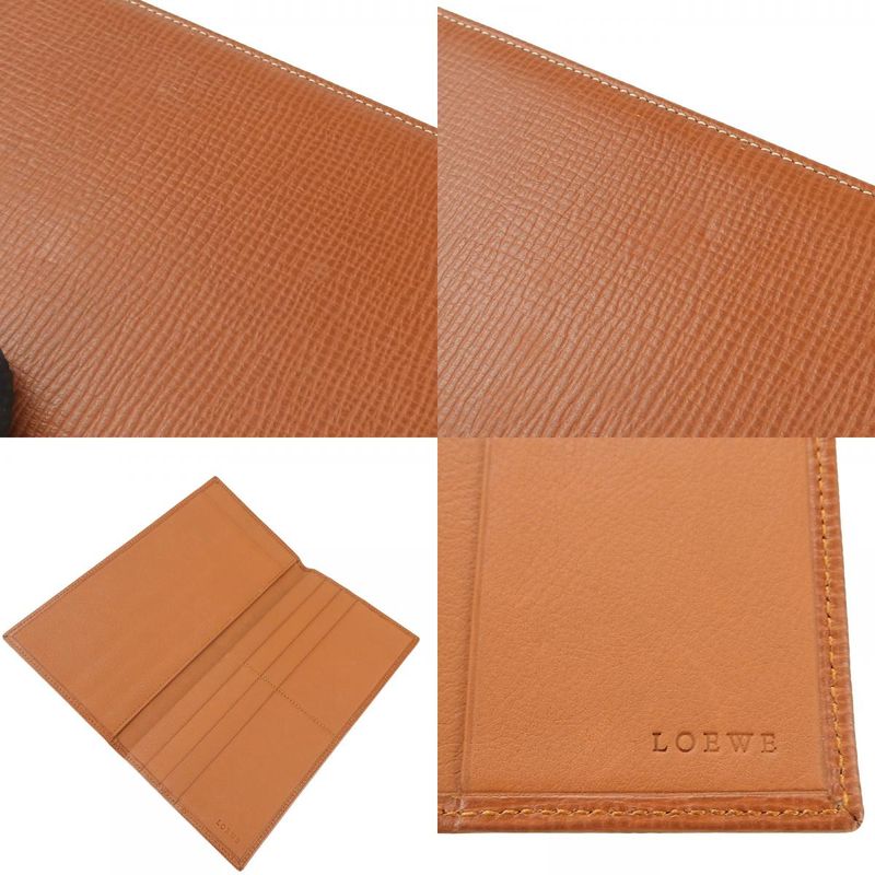 Loewe Wallet Leather Brown Slim Card Case Logo Women Loewe