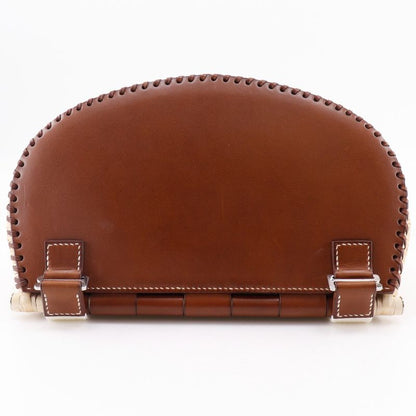 Hermes Fishing Basket Bag Leather X Willow Brown Women Shoulder Bag