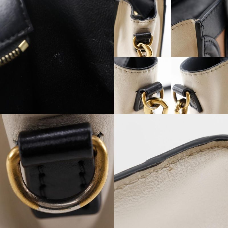 Celine Luggage Nano Shopper Bicolor 2WAY Shoulder Calf Black/brown/off White