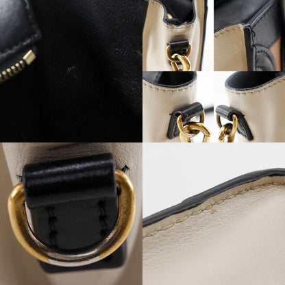 Celine Luggage Nano Shopper Bicolor 2WAY Shoulder Calf Black/brown/off White