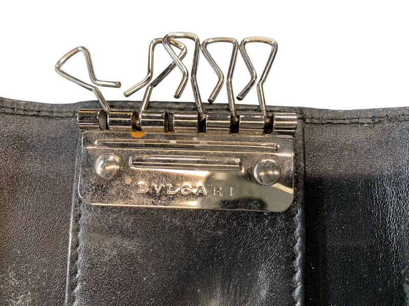 1991bvlgari Key Case 6-Stacks Weekend Silver Hardware Gray Pre-Owned