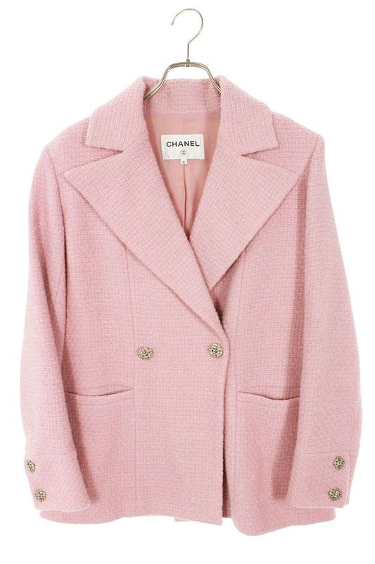 Chanel P73600v64546 Coco Mark Button Tweed Jacket Ladies 40