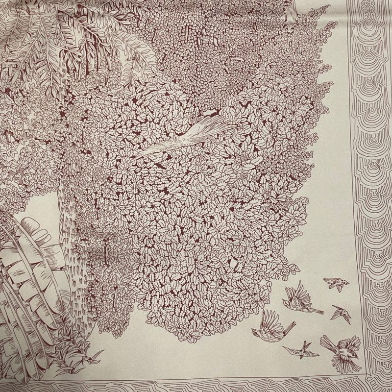 Hermes Legend Of The Trees Scarf Lion Sheep Silk Pink